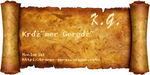 Krámer Gergő névjegykártya